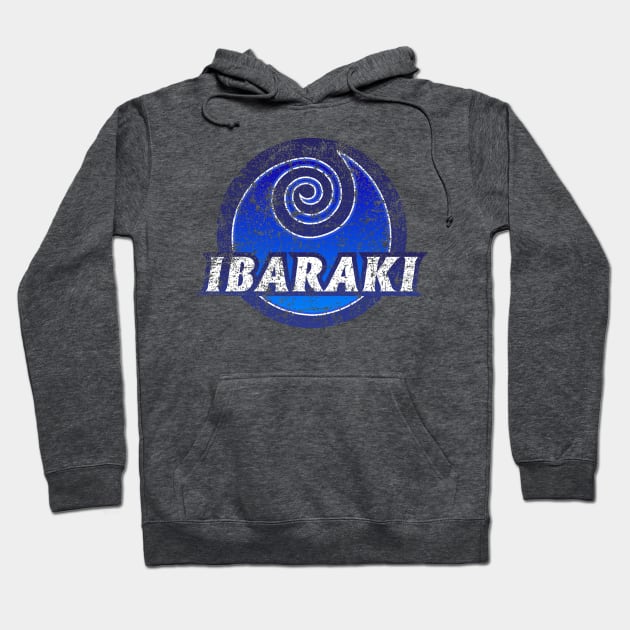 Ibaraki Prefecture Japanese Symbol Distressed Hoodie by PsychicCat